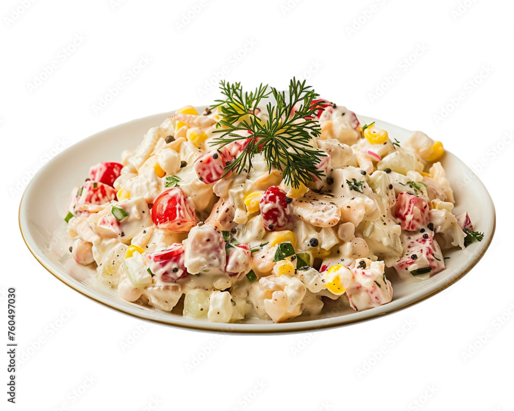 creamy russian salad platter on transparent background creamy russian salad platter on transparent background