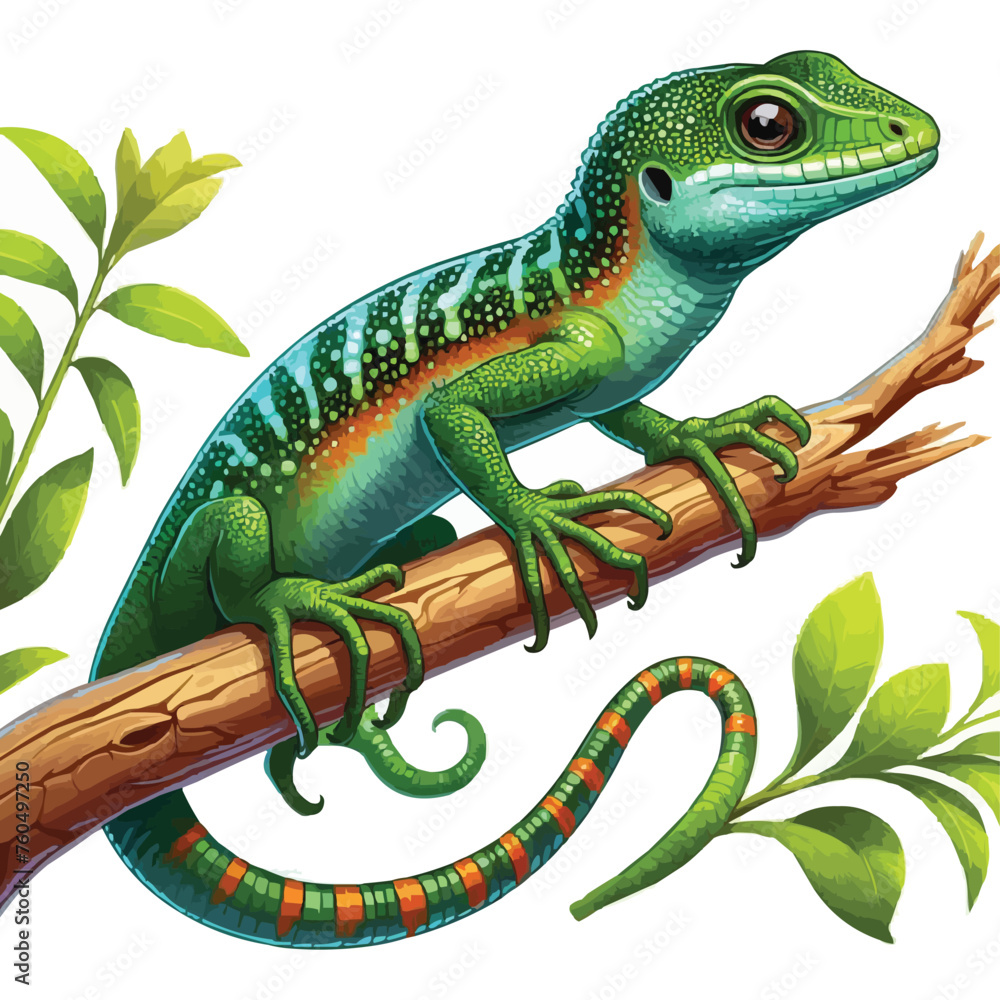 Obraz premium Anole Lizard vector illustration on white background