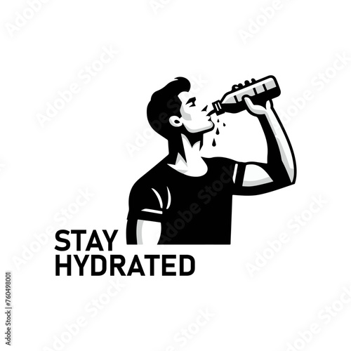 Person drinking from a bottle of water silhouette icon logo vector illustration.