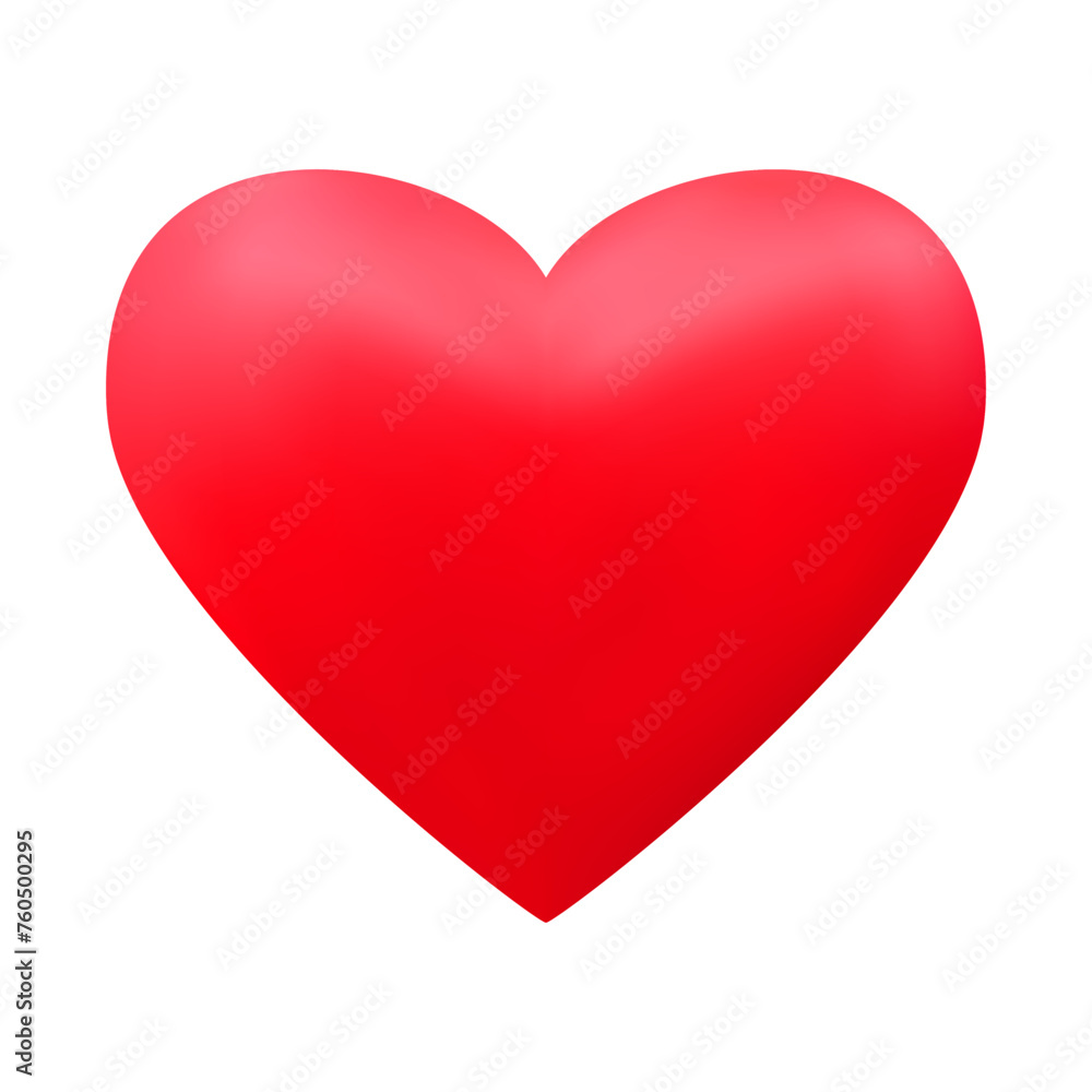 Red realistic heart icon on white background. 3d vector illustration. Red realistic heart icon on white background. 3d vector illustration.