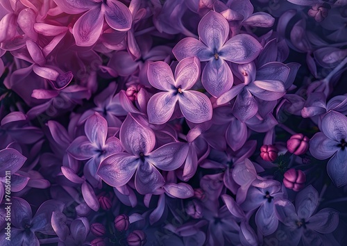 A Sea of Purple Lilacs: Macro View of Spring Blooms © Nld