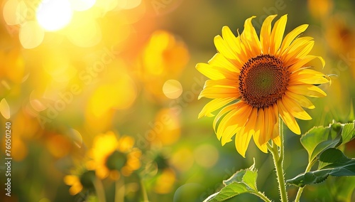Bright Sunflowers in Vibrant Field Under Summer's Warm Glow