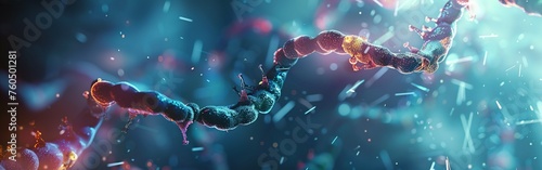 DNA molecule structure. Genetic research and Biotech science Concept. Medical science research of chromosome DNA genetic biotechnology in human genome cell. photo