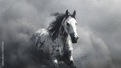  white and black horse. genertive ai   © Malaika