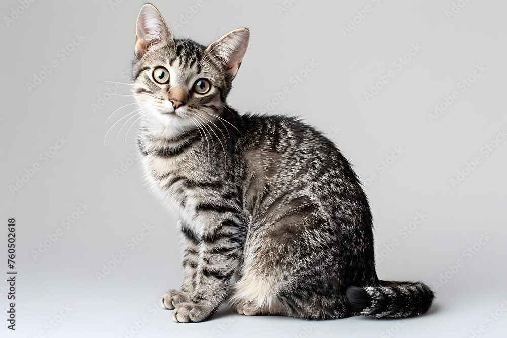 Portrait of a cute  sitting cat, generative ai image