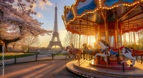 carousel with Eiffel tower
