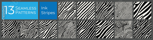 Diagonal lines seamless pattern. Subtle minimalistic waves background. Ink painted graphic pattern.