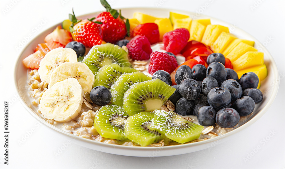 Hearty Morning Meal: Healthy Oatmeal with Sweet Berries and Fruits Hearty Morning Meal: Healthy Oatmeal with Sweet Berries and Fruits