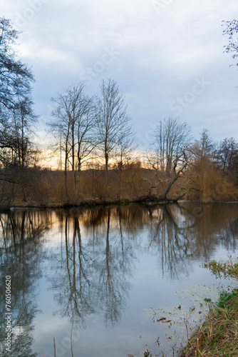 Winter lake, winter tree, winter landscape there