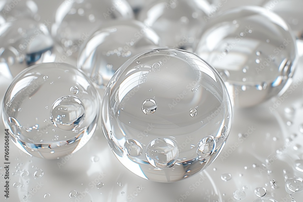 crystal glass and spheres with liquid drops in the middle, crystal glass and spheres with liquid drops in the middle,