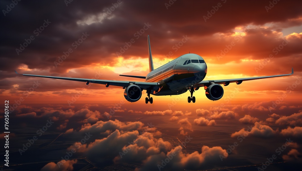 Realistic Photo of an Airplane Taking Off from Airport Runway: Aviation and Travel Concept

