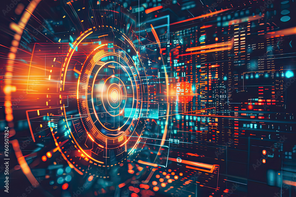 Obraz premium Abstract Network Technology Space Special Effects Background. AI technology generated image