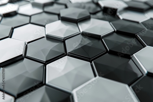 hexagon gray black white Technology concept 3D rendering. Futuristic, beautiful, modern.