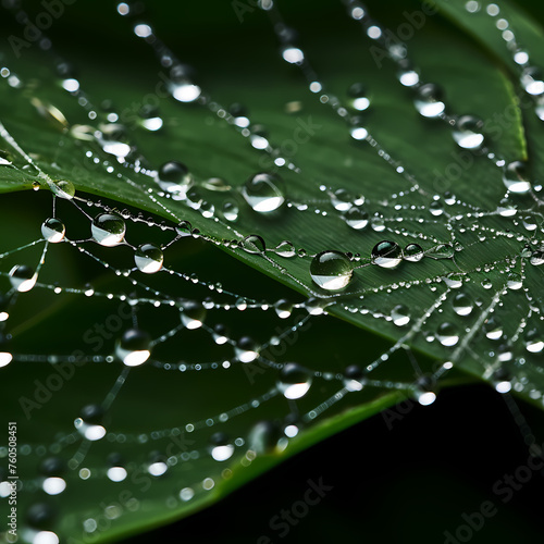 Macro shot of raindrops on a spiders web.