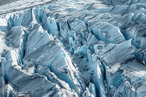 Wallpaper Mural A titanic glacier carving its way through rugged mountains, as seen from above. Generative AI Torontodigital.ca