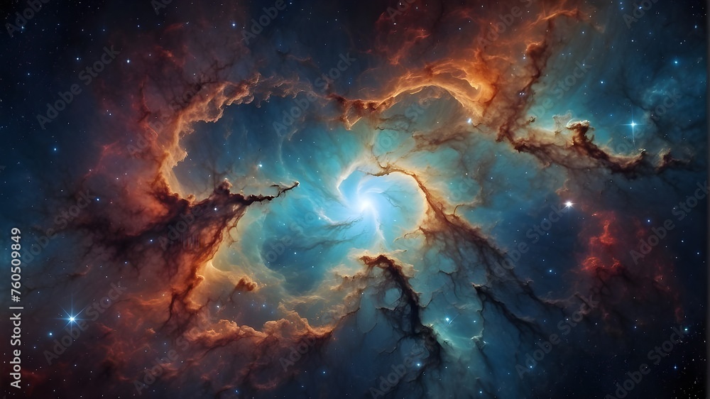 Ilustração do Stock: Vibrant cosmic cloud nebula in space captured in ...