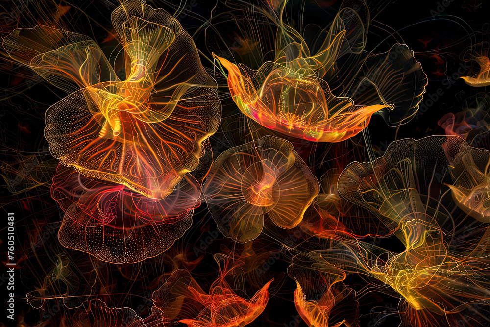 Luminous jellyfish. AI technology generated image Luminous jellyfish. AI technology generated image