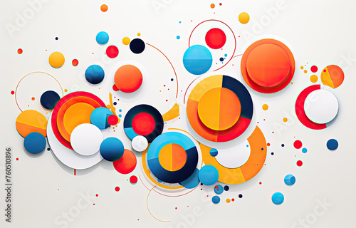  Neo pop abstract print with circles , stripes,  overlapping shapes in  bold and Vibrant colors.perfect for wallpaper, backgrounds, Prints. photo