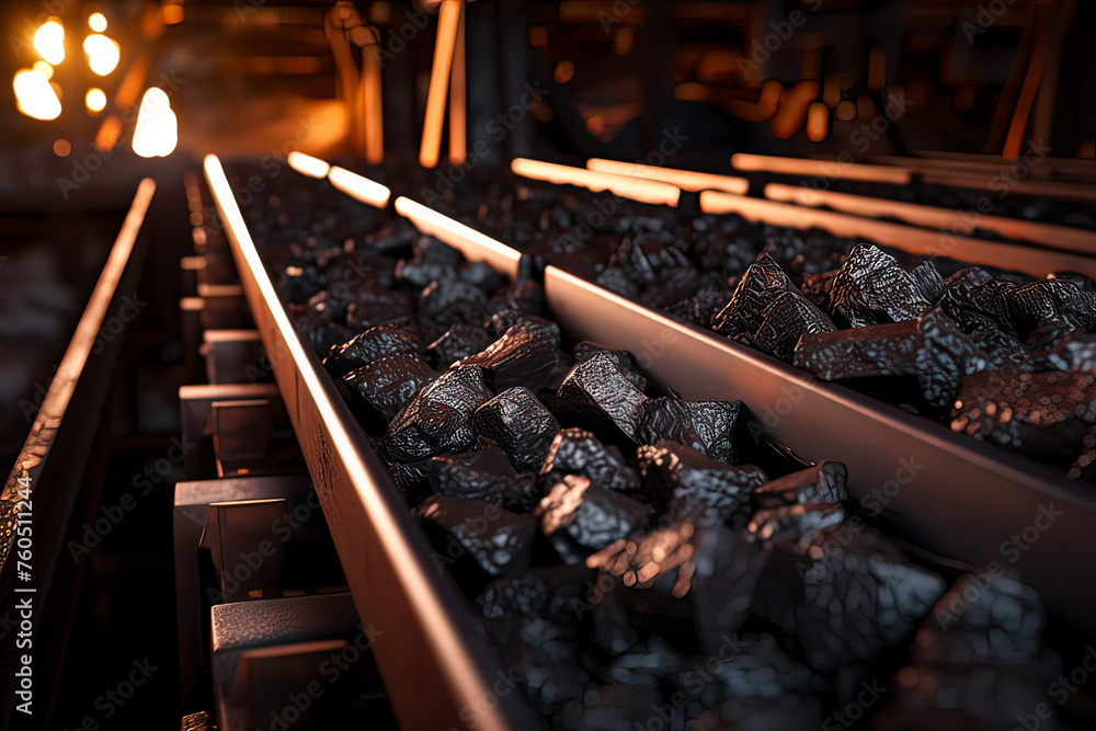 Ores on the tracks of metallurgical factories. AI technology generated image - obrazy, fototapety, plakaty 