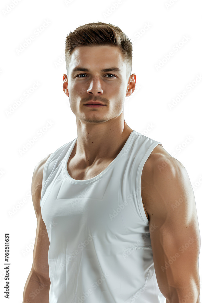 Portrait of a white man in athletic sportswear isolated on a white background as transparent PNG Portrait of a white man in athletic sportswear isolated on a white background as transparent PNG