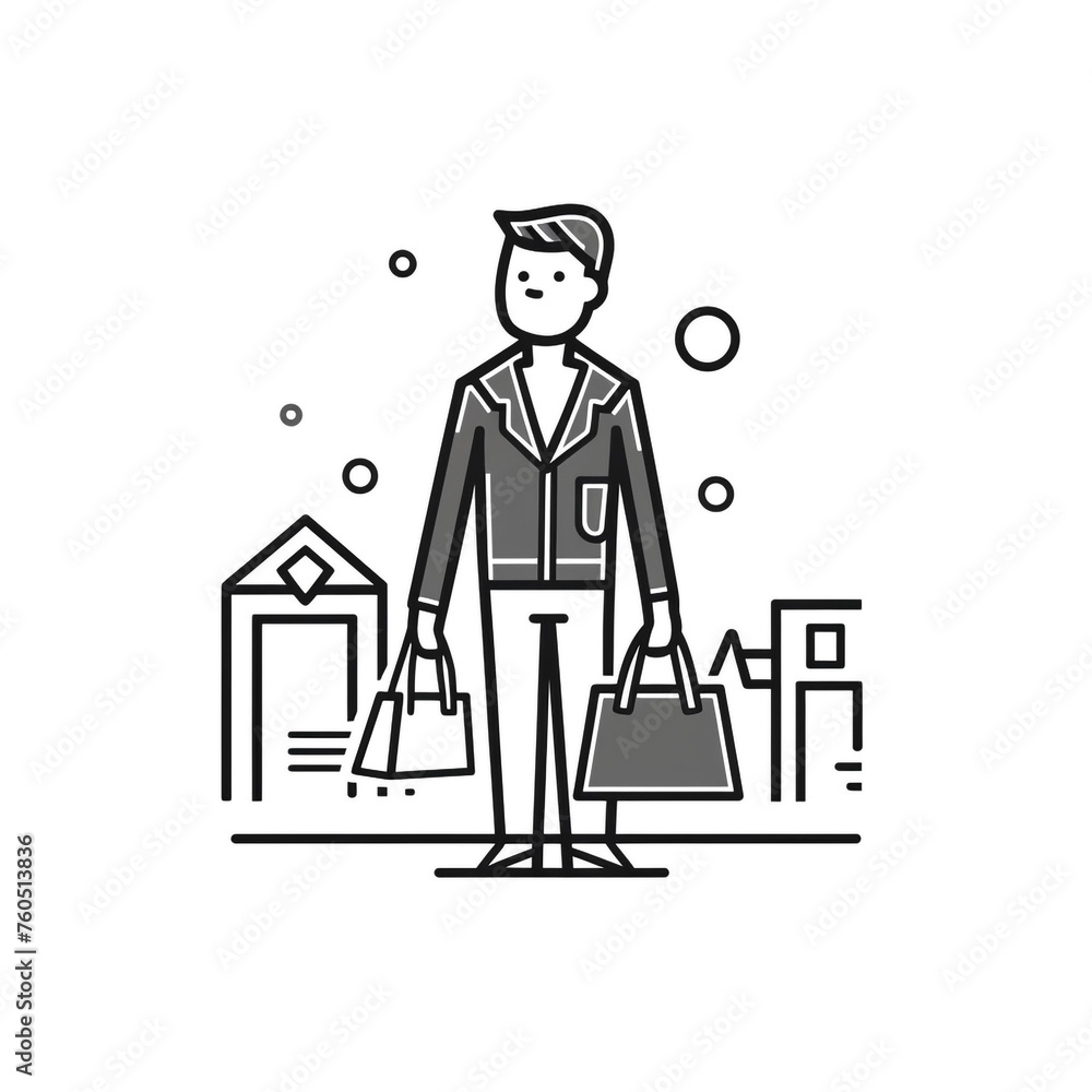 a person with a bag in the signs style, use simple line draw сreated with Generative Ai a person with a bag in the signs style, use simple line draw сreated with Generative Ai