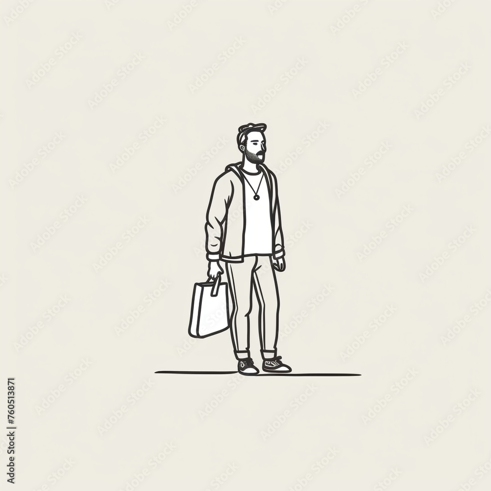 a person with a bag in the signs style, use simple line draw сreated with Generative Ai a person with a bag in the signs style, use simple line draw сreated with Generative Ai