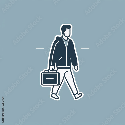 a person with a bag in the signs style, use simple line draw сreated with Generative Ai