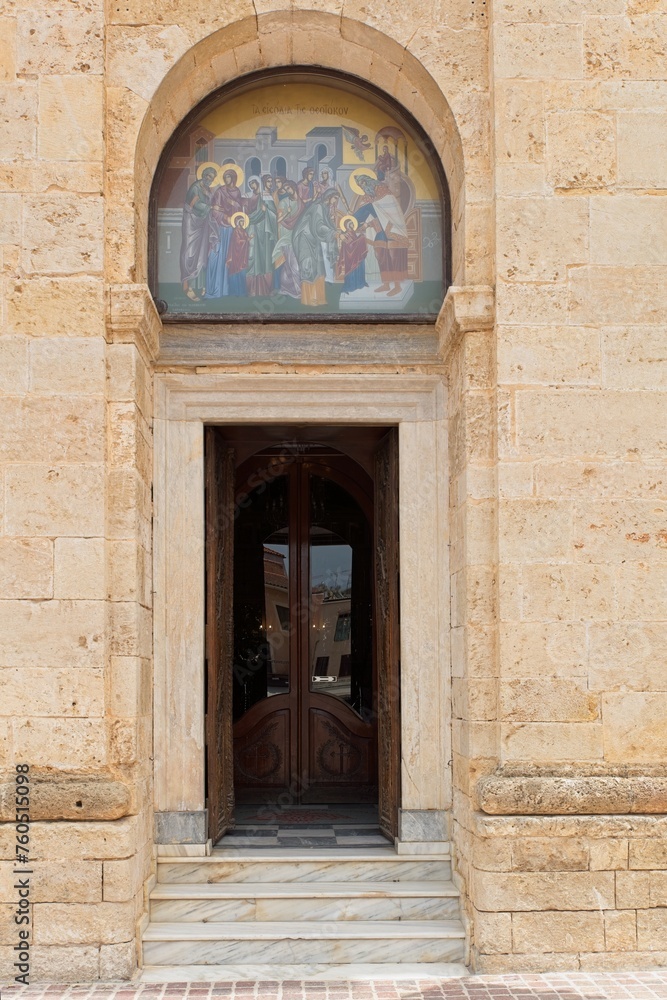 Doorway to The Presentation of the Virgin Mary Holy Metropolitan Church, Chania, Crete, Greece. Doorway to The Presentation of the Virgin Mary Holy Metropolitan Church, Chania, Crete, Greece.