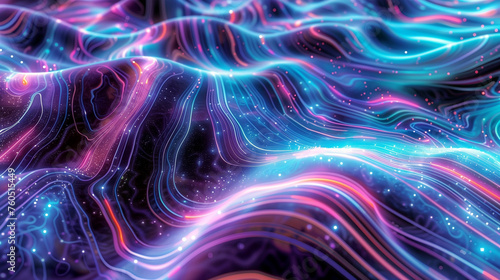 An abstract background with waves of glowing colors. 