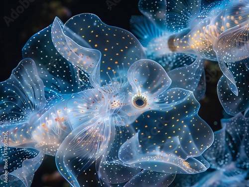 Bioluminescent marine life as subjects of Neo-Classical underwater photography