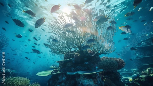 Coral reef conservation efforts recorded on blockchain  featuring  aesthetics