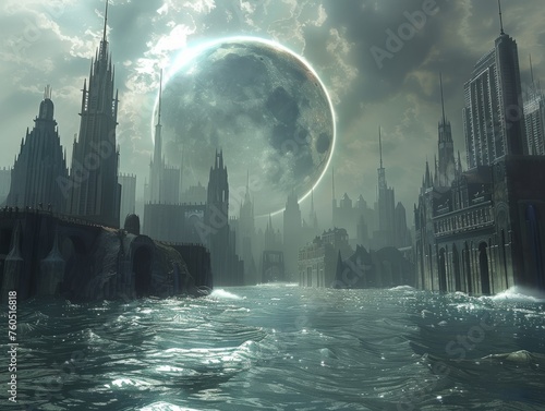 Cybersecurity protecting underwater cities from  piracy during solar eclipses photo