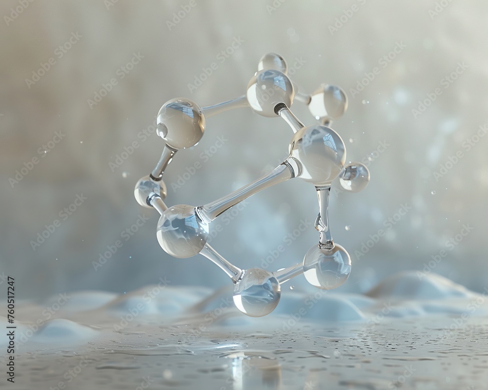 A water molecule, magnified to show its polar bonds, a dance of cohesion and adhesion giving life to every living thing, super realistic A water molecule, magnified to show its polar bonds, a dance of cohesion and adhesion giving life to every living thing, super realistic