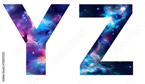 Galaxy theme A to Z English alphabet letter design, Letter Y, Z photo