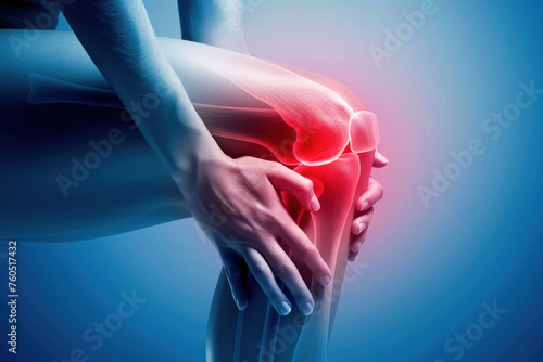 Swelling of knee joint x ray red area photo