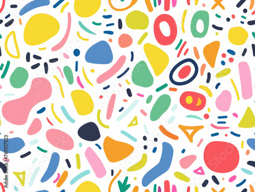 A colorful abstract pattern with many different shapes and colors