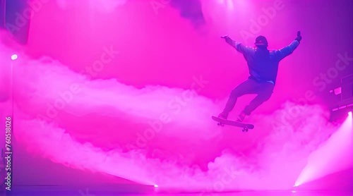 skater jumping on the stage photo