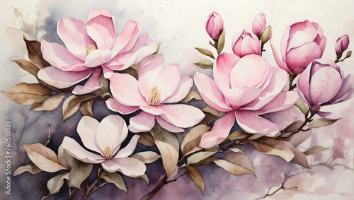 Watercolor Magnolias