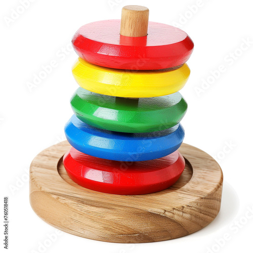 colorful classic wooden toddler or baby toy for educational , isolated on white сreated with Generative Ai