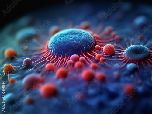 Cancer cell or microscopical picture of microorganism photo
