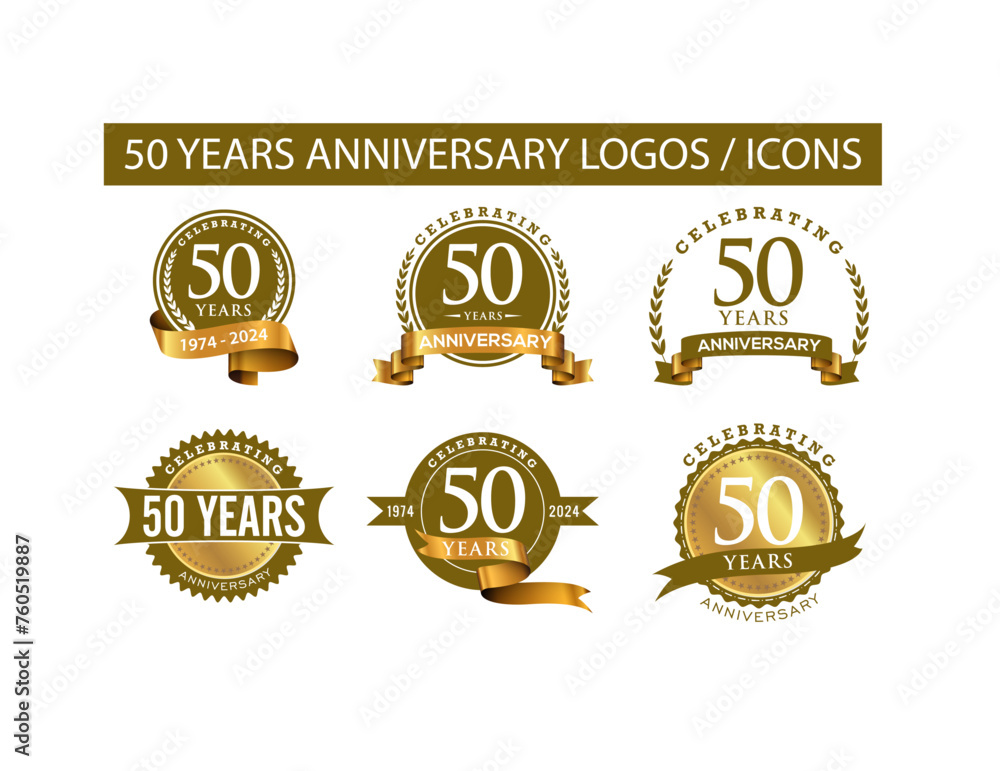 50 Years Anniversary Logos Icons