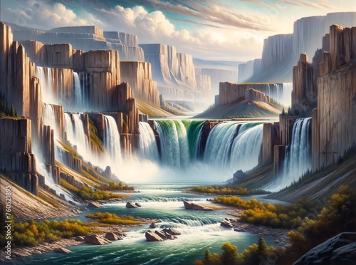 Oil Painting Landscape of Shoshone Falls in Idaho photo