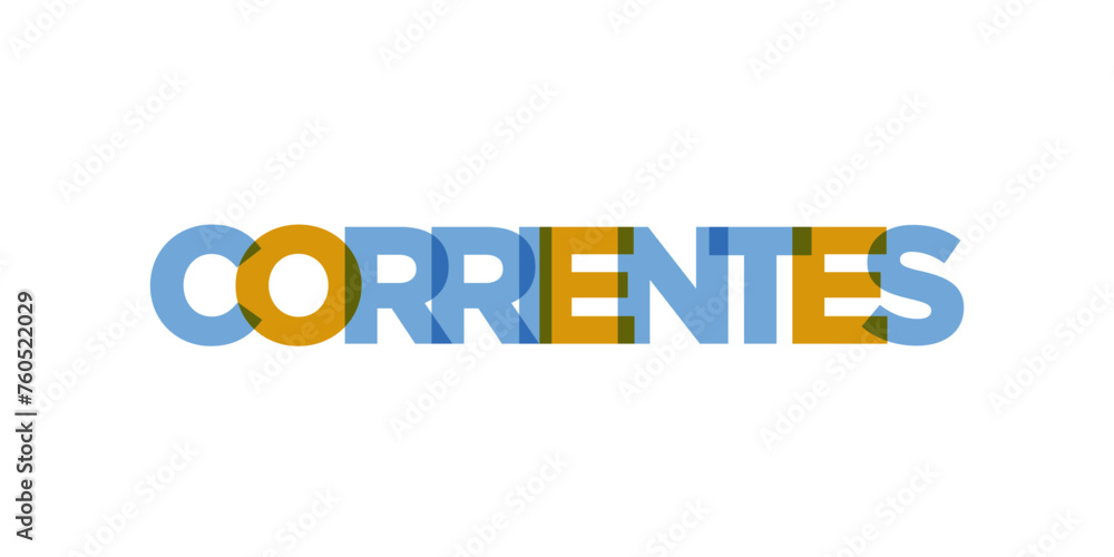 Corrientes in the Argentina emblem. The design features a geometric style, vector illustration with bold typography in a modern font. The graphic slogan lettering.