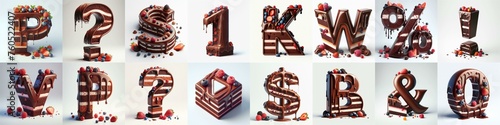 Chocolate cake 3D Lettering Typeface. AI generated illustration