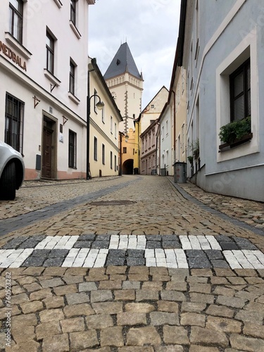 Konstfotografi Pedestrian street crossing in the medieval city