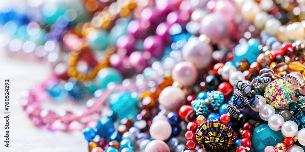 Luxurious Assortment of Jewelry and Beads. An elegant display of assorted jewelry pieces, Background for jewelry making kit. Beads, fishing line, charms. Luxurious Assortment of Jewelry and Beads. An elegant display of assorted jewelry pieces, Background for jewelry making kit. Beads, fishing line, charms.