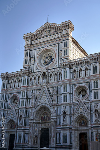 detail of the facade of the medieval Cathedral of Santa Maria del Fiore in the city of Florence © GKor