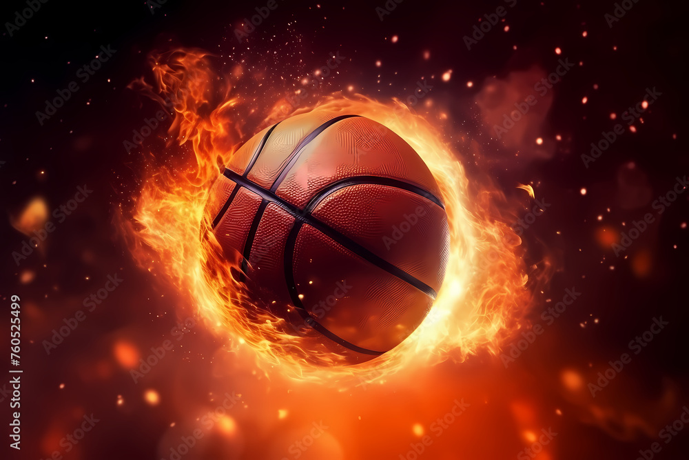 Ignited Glory: Basketball Soars Amidst Explosive Flames