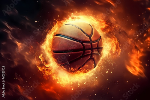 Ignited Glory: Basketball Soars Amidst Explosive Flames © Jameel