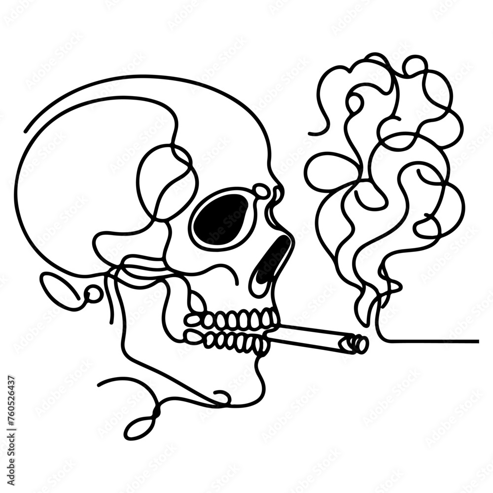 hand draw sketch black line art skull crossbones with cigarette or smoking vector illustration on isolated in white background hand draw sketch black line art skull crossbones with cigarette or smoking vector illustration on isolated in white background